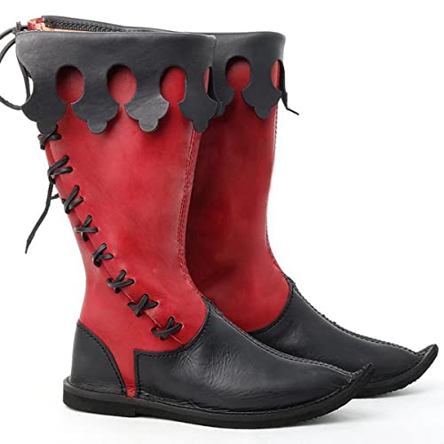 Bnjghcug Herren-Renaissance-Cosplay-Stiefel –...