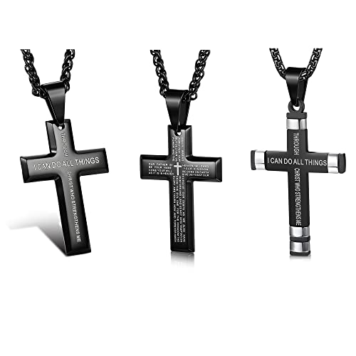 CASSIECA 3 Stück Kreuz Halskette für Herren...