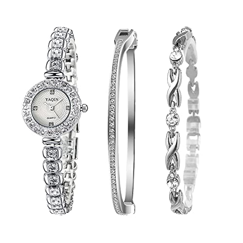 Clastyle Damenuhren und Armband Set Silber Strass...