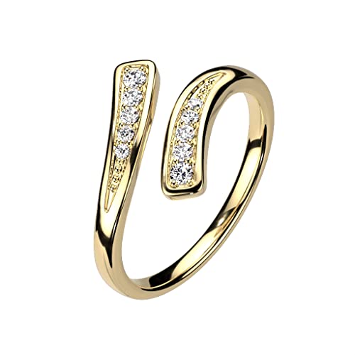 Paula & Fritz® Ring Damen Verstellbar Gold...