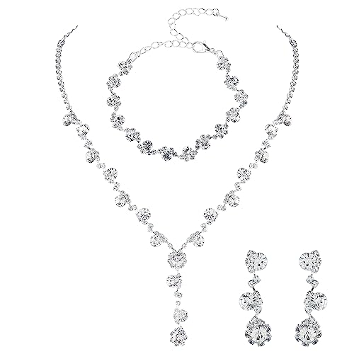 Yolev Brautschmuck Set Silber für Hochzeit...