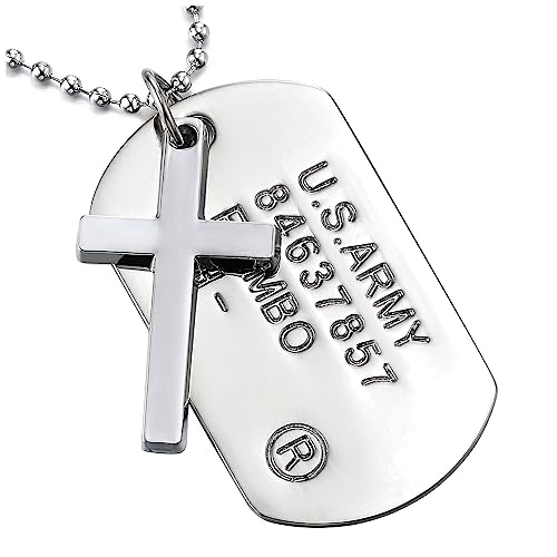 Zwei Stücke Kreuz Dog Tag Militär Tag Anhänger...