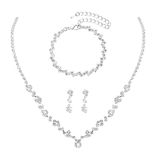 Yolev Brautschmuck Set Silber Strass...