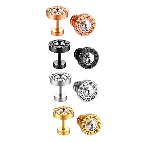 JewelryWe Schmuck 4 Paar Damen Herren Ohrstecker...