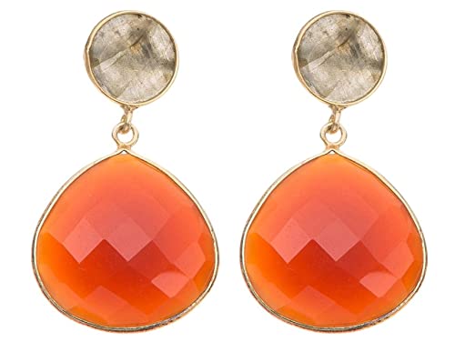 Gemshine Ohrringe mit orangenen Karneol Edelstein...