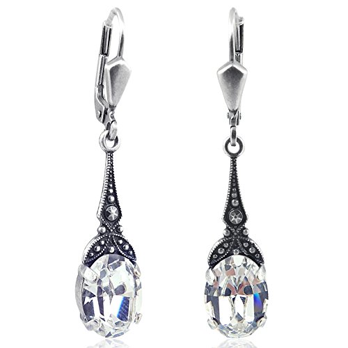 Jugendstil Ohrringe Silber Swarovski Kristalle...