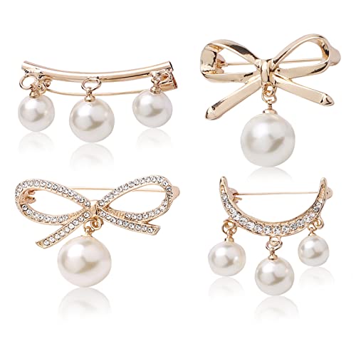 Broschen Damen, 4 Stück Perlen brosche Pins...