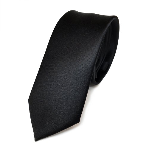 TigerTie schmale Satin Krawatte in black schwarz...