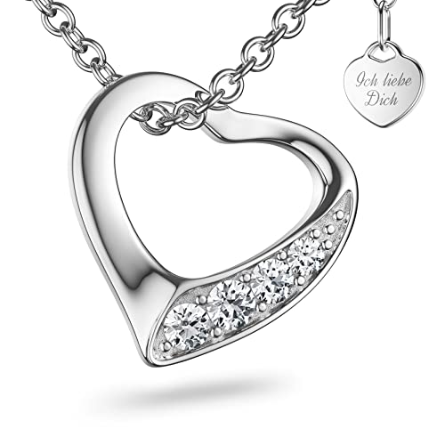 Herzkette Halskette Damen Silber 925 | Frauen...