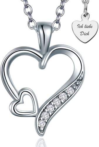 Herzkette Silber 925 Halskette Damen *Ich Liebe...