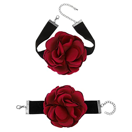 XCSJ 2pcs Elegant Rose Choker Armband Set...