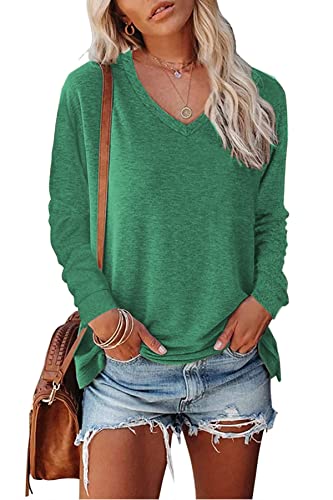 KINGFEN Pullover Damen Einfarbige T-Shirts Damen...