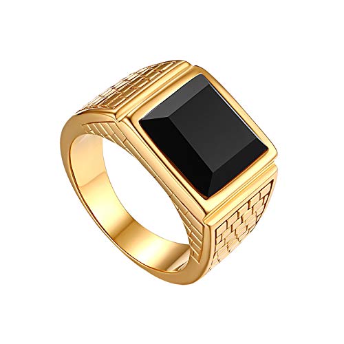 JewelryWe Schmuck Herren-Ring Edelstahl Glas...