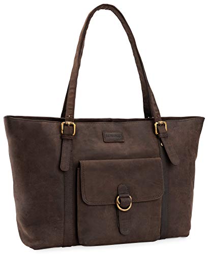 LEABAGS Leder Handtasche Damen I Premium Echtleder...