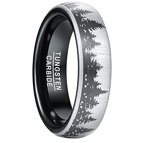 GALANI Herren Damen Ring Silber 6mm Wolfram Ringe...
