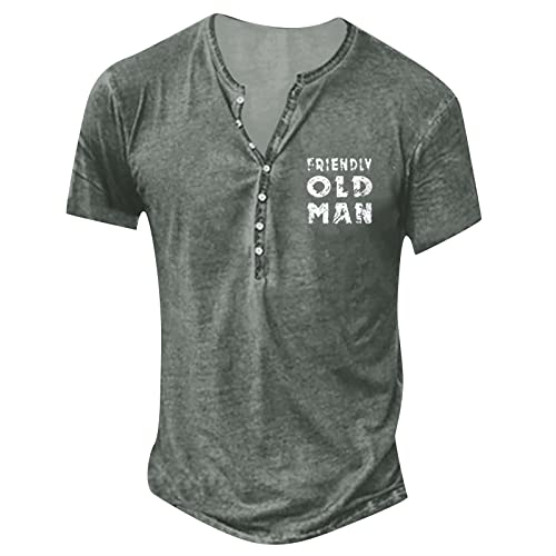 TIMELYE Henley Tshirt Herren Kurzarm Retro Sommer...