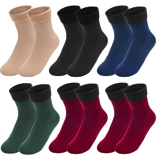 Ruicaifu 6 Paar Damen Thermosocken, mit Samt...