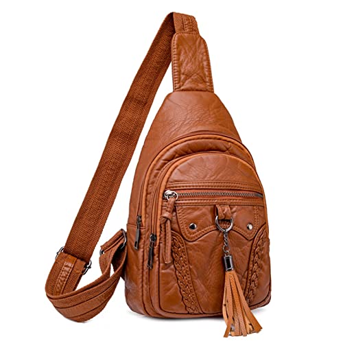 JEKAVA Damen Sling Bag Klein Brusttasche Leder...