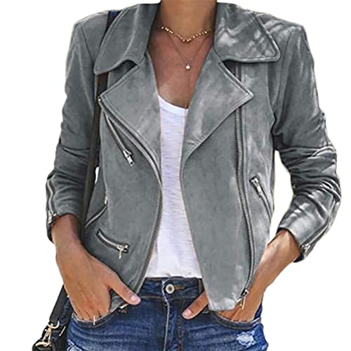 Onsoyours Damen Kurze Jacke Baumwolle Bikerjacke...