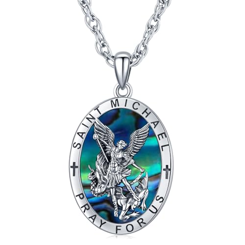 Saint Michael Halskette für Herren 925 Sterling...