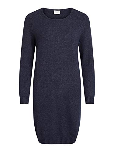 Vila Damen Viril L/S Knit Dress - Noos Kleid, Blau...