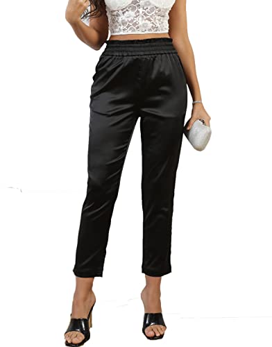 heipeiwa Damen Satin Hosen Kleid Casual Plissee...