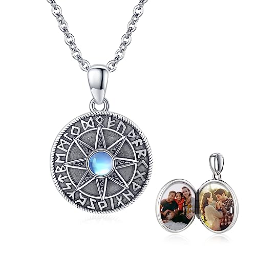 Kompass Medaillon Halskette 925 Sterling Silber...