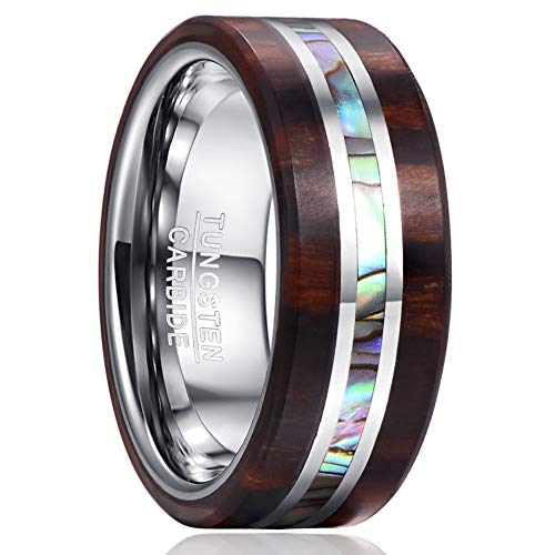 Vakki 8mm Ring aus Wolfram mit Abalone Muschel und...