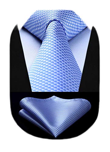 HISDERN Krawatte Hellblau Herren Krawatten mit...