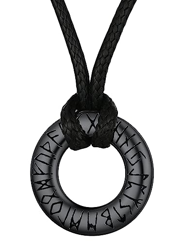 FaithHeart Schwarz Rune Anhänger Halskette für...
