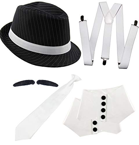 Foxxeo 20er Jahre Gangster Kostüm Set für Herren...