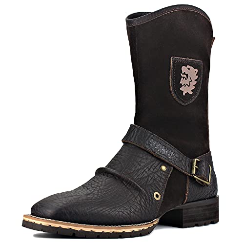 OSSTONE Herren Leder Chukkastiefel Worker Biker...