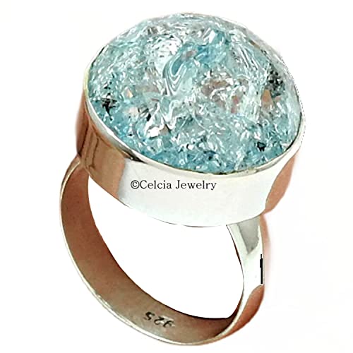 blauer Topas Ringe, 925-karätiger...
