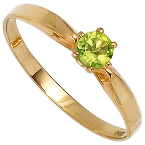 JOBO Damen-Ring aus 585 Gold mit Peridot Größe...