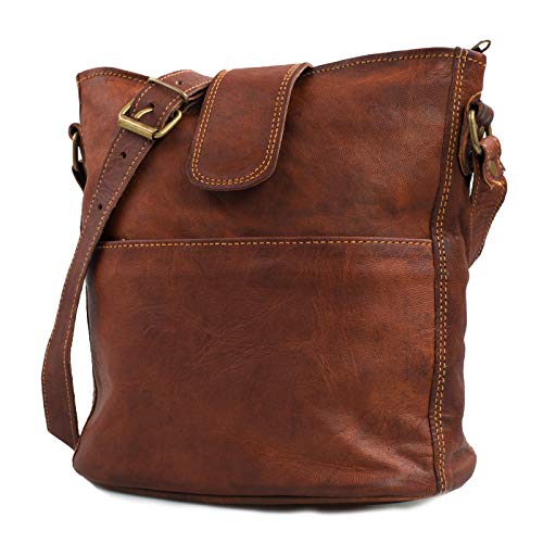 LEABAGS Leder Handtasche Damen I Premium Echtleder...