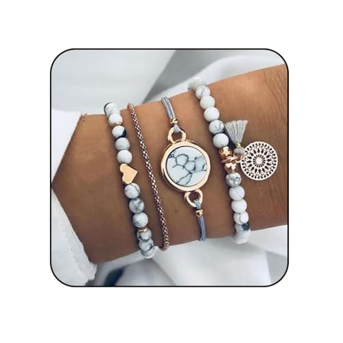 Edary Armband-Set mit Quasten, weißes...