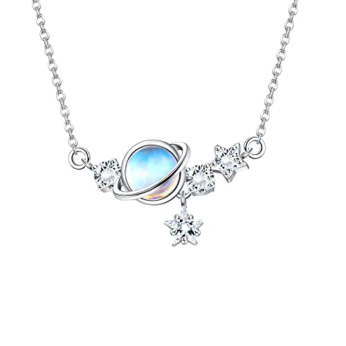 Adramata 925 Silber Halskette für Damen Mondstein...