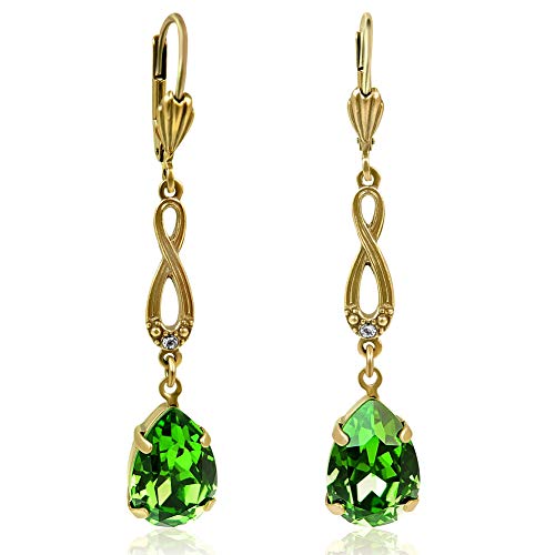 Jugendstil Ohrhänger Grün Gold mit...