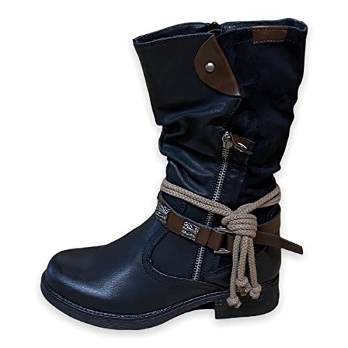 Damen Stiefeletten Biker Boots - Stiefel mit...