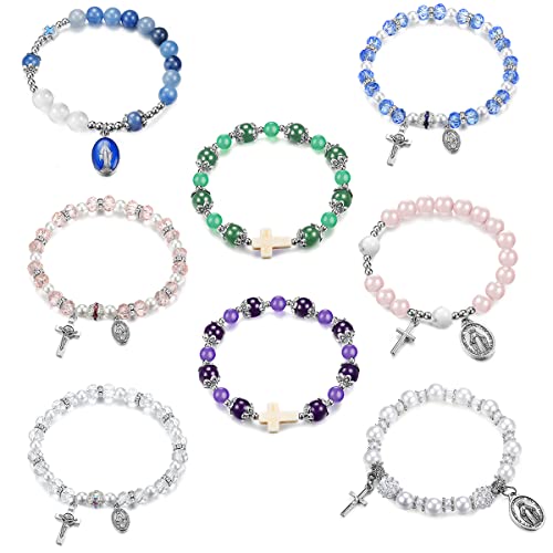 Adramata 8 Stück Perlen Armbänder für Damen...