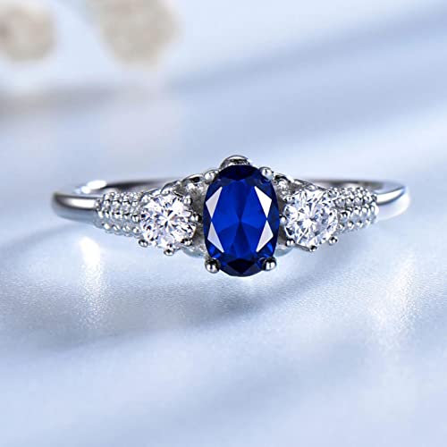 ZLING Blauer Saphir-Ring Für Frauen Aus Massivem...