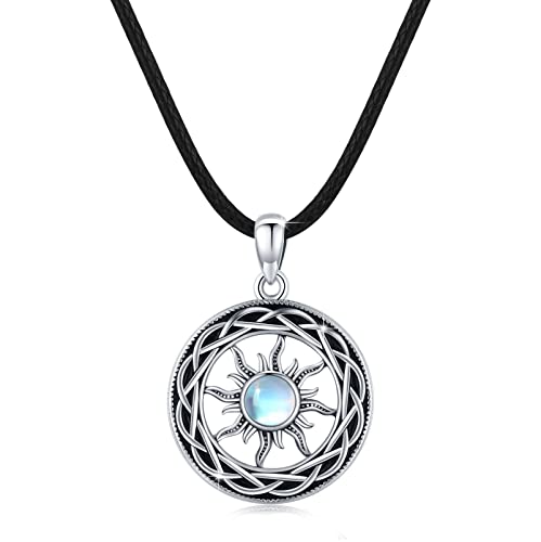 GGBOOM Sonne Mondstein Halskette 925 Sterling...