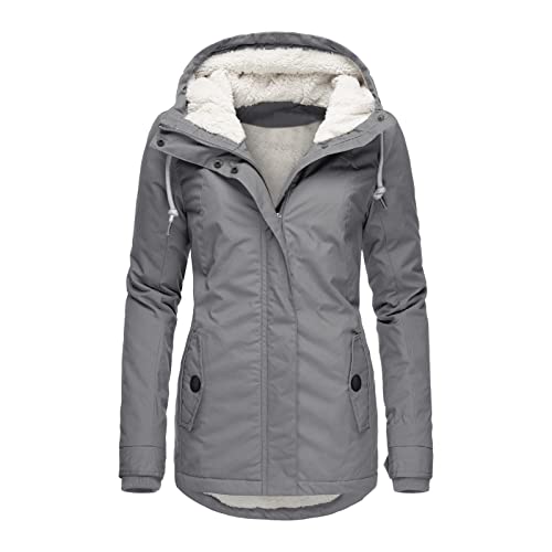 MKIU9 Fleecejacke Damen mit Kapuze Lang Sweatjacke...