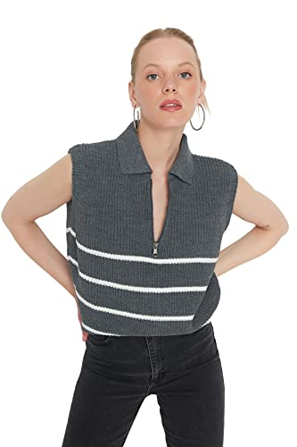TRENDYOL Women's Striped Zipper Detailed Knitwear...