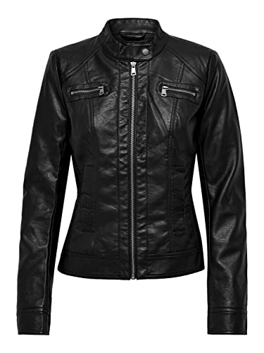 ONLY Damen Biker-Jacke OnlBandit kurze Kunst-Leder...