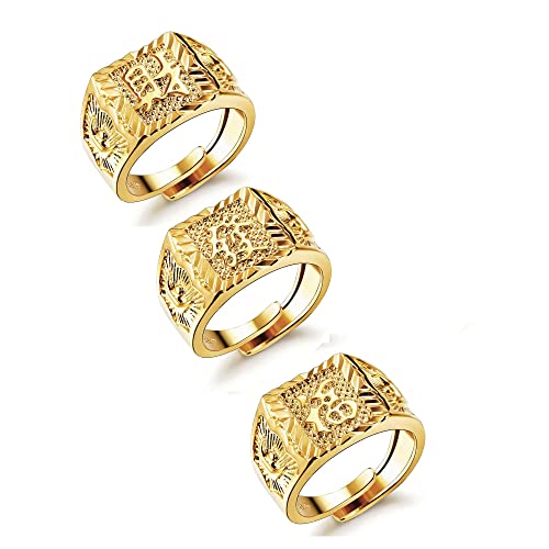 JeryWe 3pcs Edelstahl Ringe Set Herren Vergoldet...