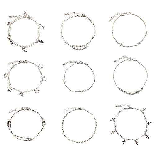 Huture 9 Stücke Damen Fußkettchen 925 Sterling...