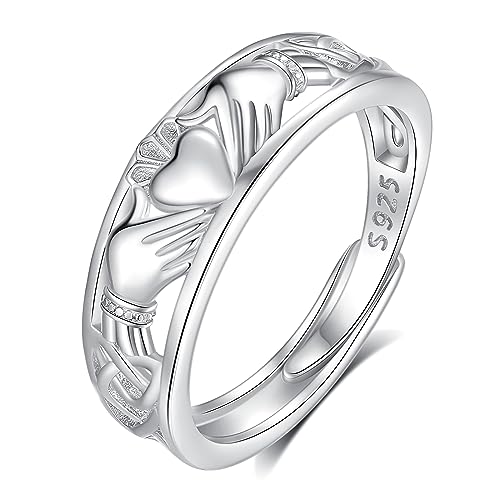 INFUSEU Claddagh Ring, Sterling-Silber 925,...