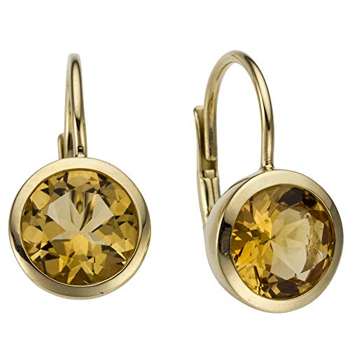 Jobo Damen-Ohrhänger aus 585 Gold mit Citrin