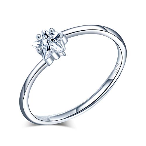 Yumilok Damenring Stern Ring Pentagramm Zirkonia...